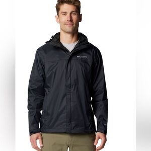 Columbia Men's Dark Gray Raincoat wind breaker with hood size l